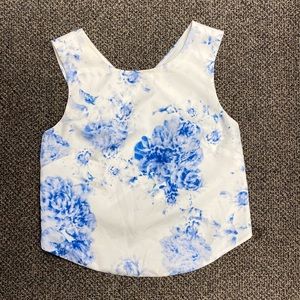 Keepsake Cropped Tank in Blue Porcelain - Medium